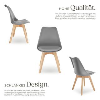 Tectake Set Esszimmerstuhl Frederikke Scandi-Design gepolsterte Sitzfläche, ergonomische Form  