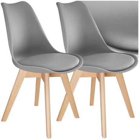 Tectake Set Esszimmerstuhl Frederikke Scandi-Design gepolsterte Sitzfläche, ergonomische Form  