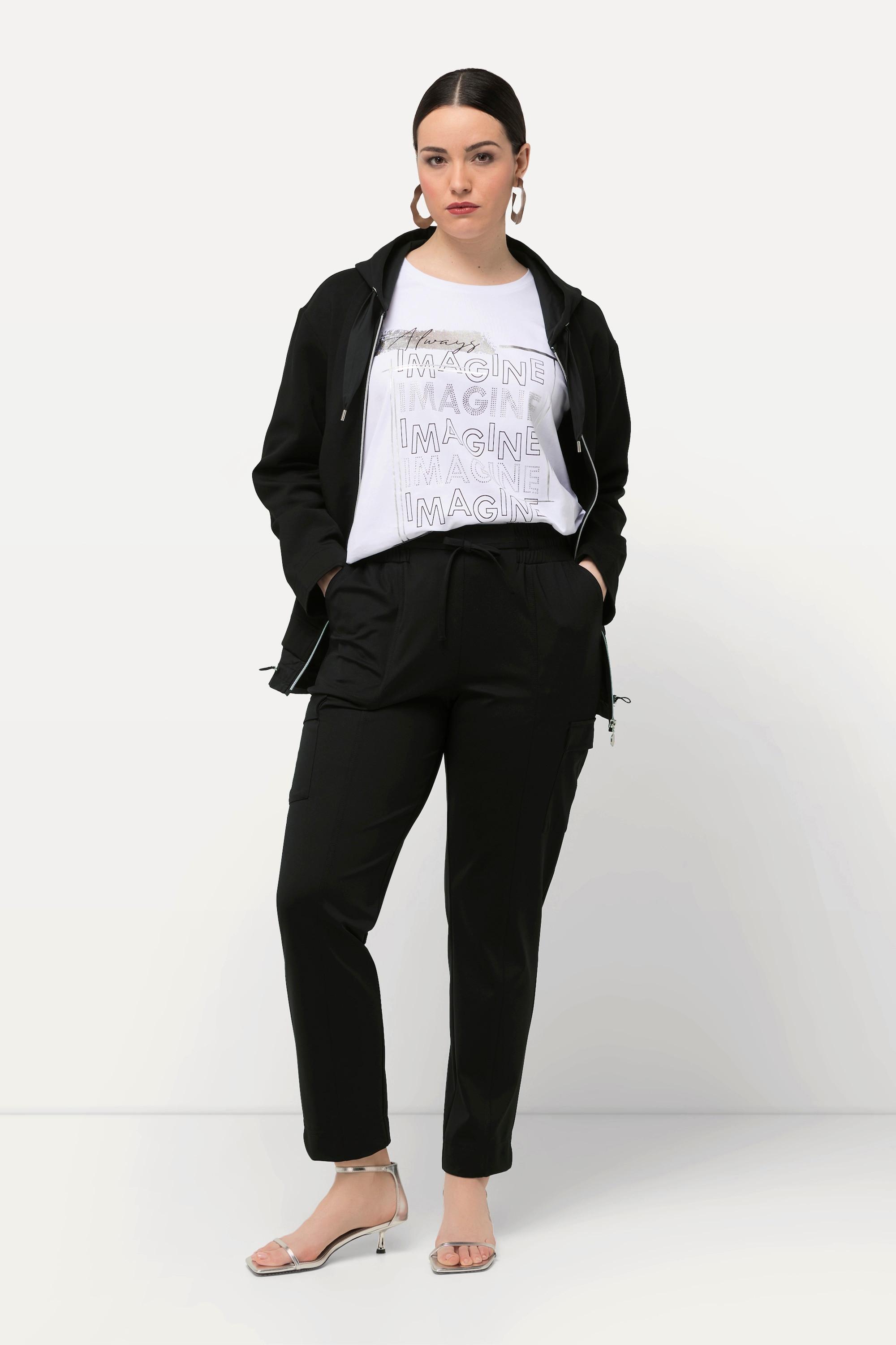 Ulla Popken Cargohose Taschen Elastikbund Saumschlitze  