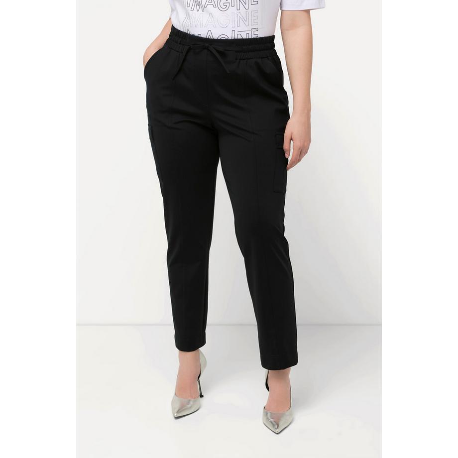 Ulla Popken Pantaloni cargo Tasche Cintura elastica Spacchetti sull'orlo  