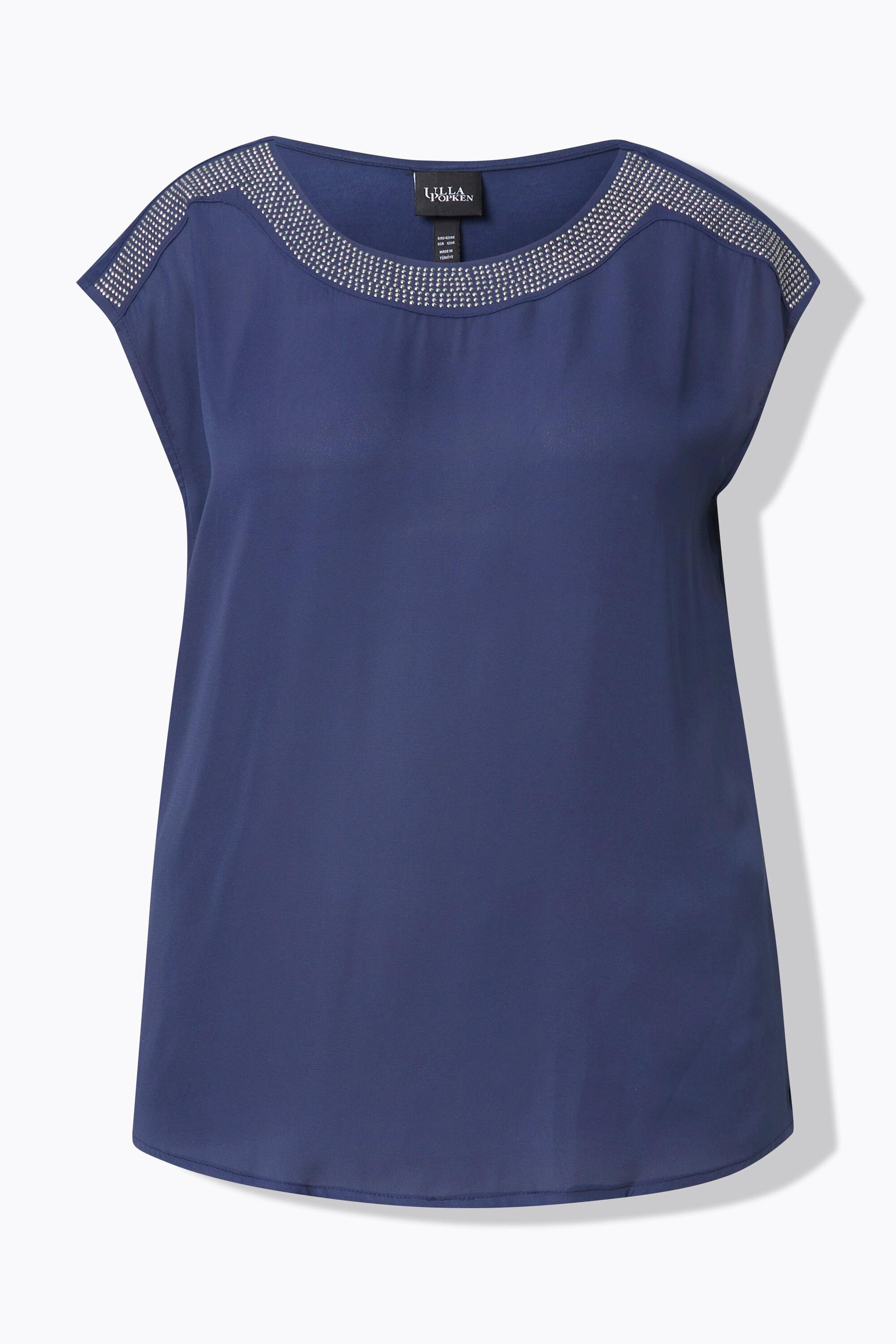 Ulla Popken Maglia smanicata girocollo con pietre decorative  