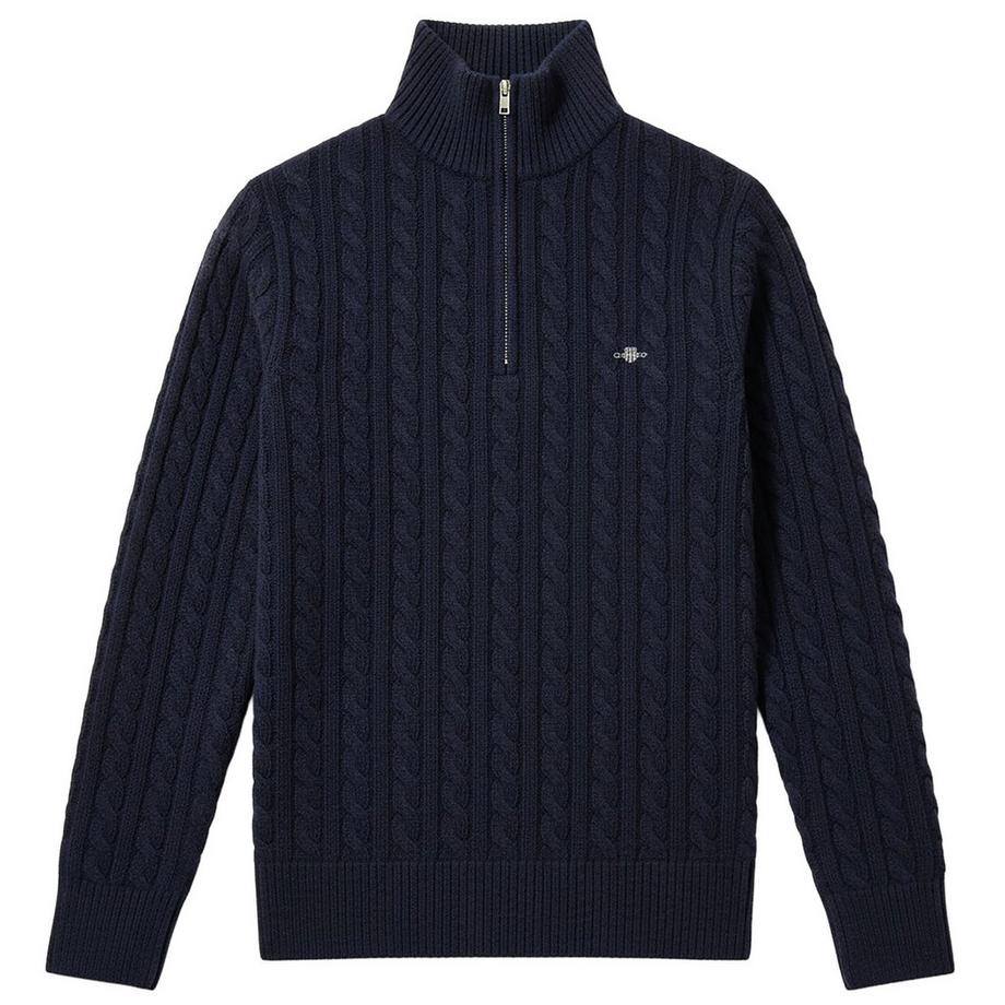 GANT Pull en tricot  Pack de 1 Confortable à porter-COTTON CABLE HALF ZIP  