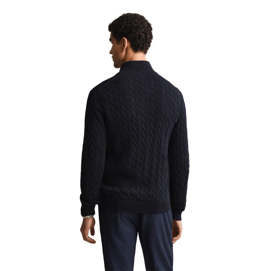 GANT Pull en tricot  Pack de 1 Confortable à porter-COTTON CABLE HALF ZIP  