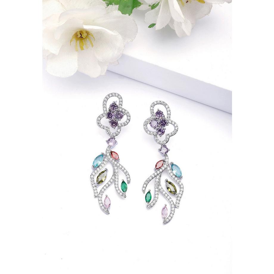 AVANT-GARDE PARIS  Boucles d'oreilles pendantes florales modernes multicolores 