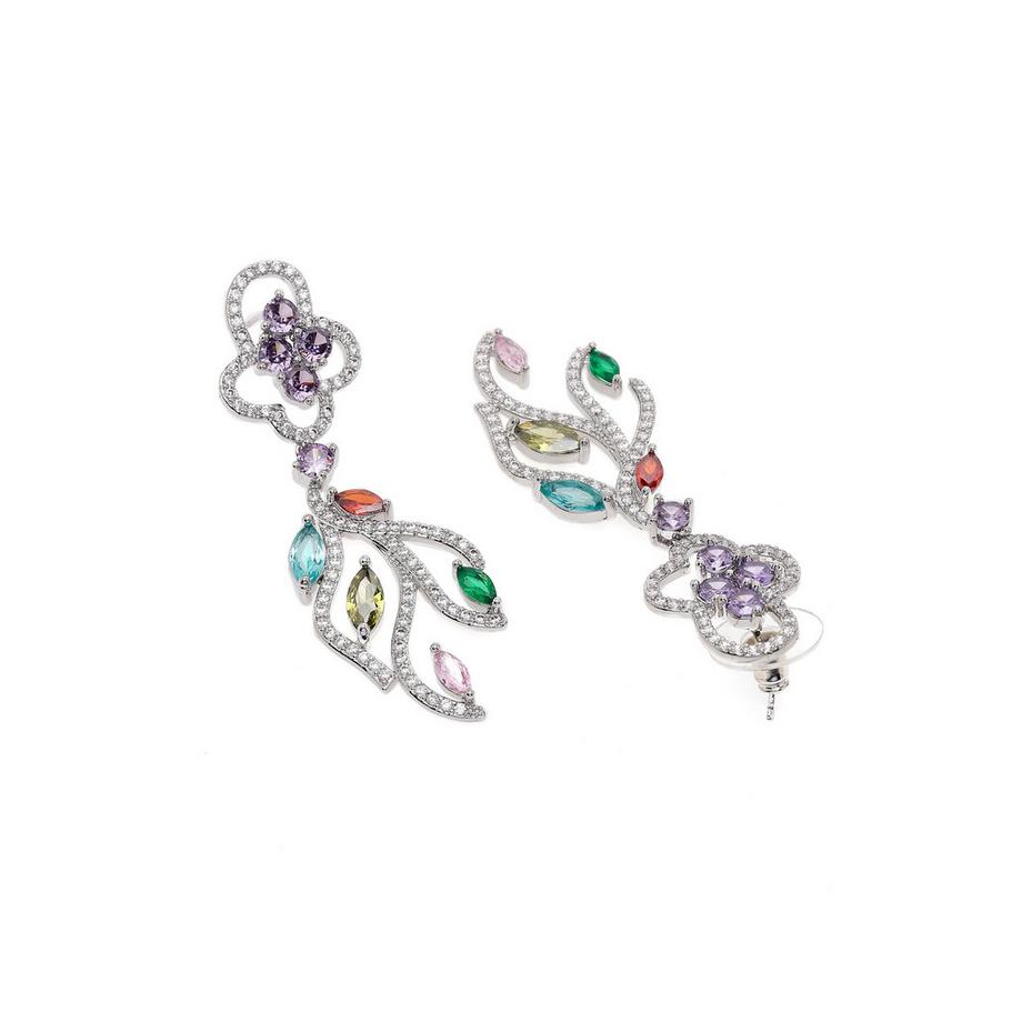 AVANT-GARDE PARIS  Boucles d'oreilles pendantes florales modernes multicolores 