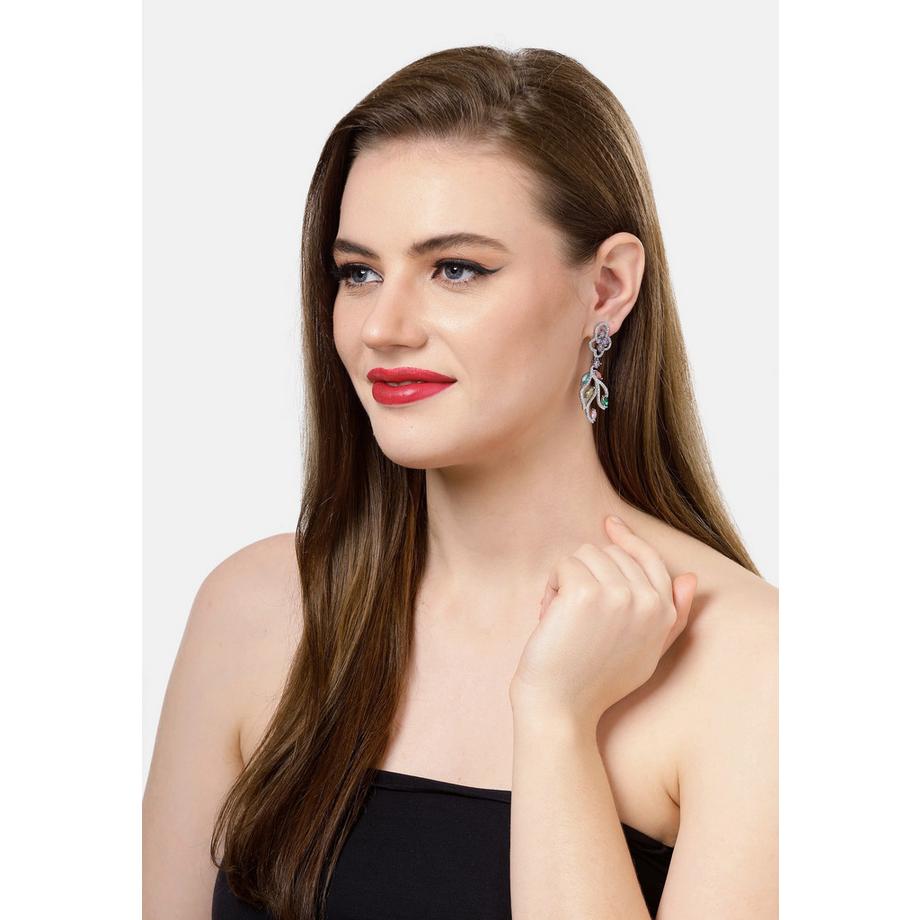 AVANT-GARDE PARIS  Boucles d'oreilles pendantes florales modernes multicolores 