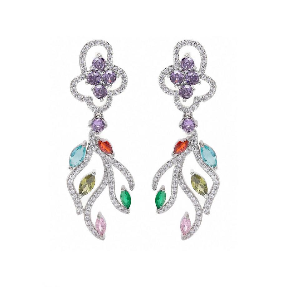 Boucles d'oreilles pendantes florales modernes multicolores