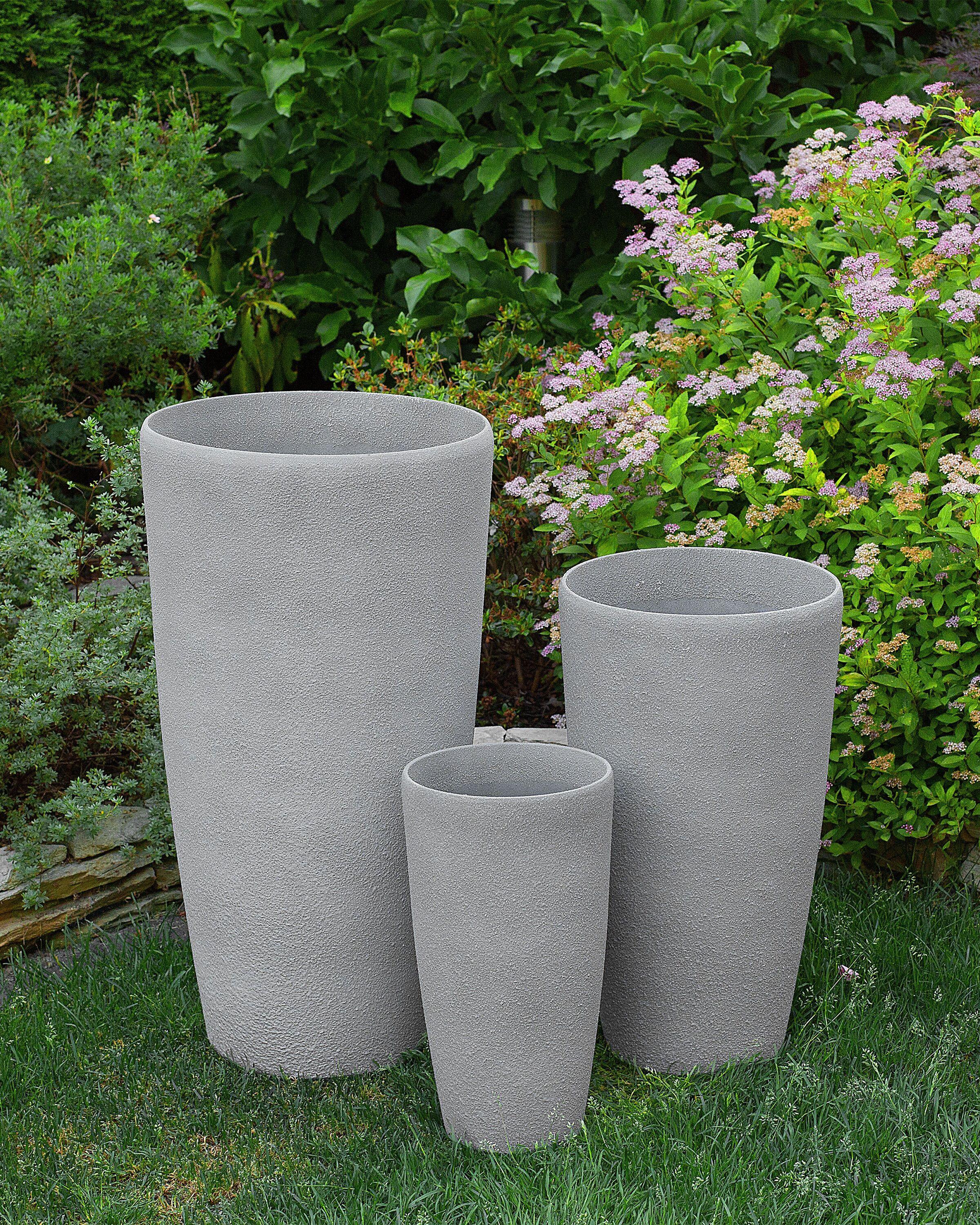 Beliani Pot de fleurs moyen en Mélange de pierre Moderne ABDERA  