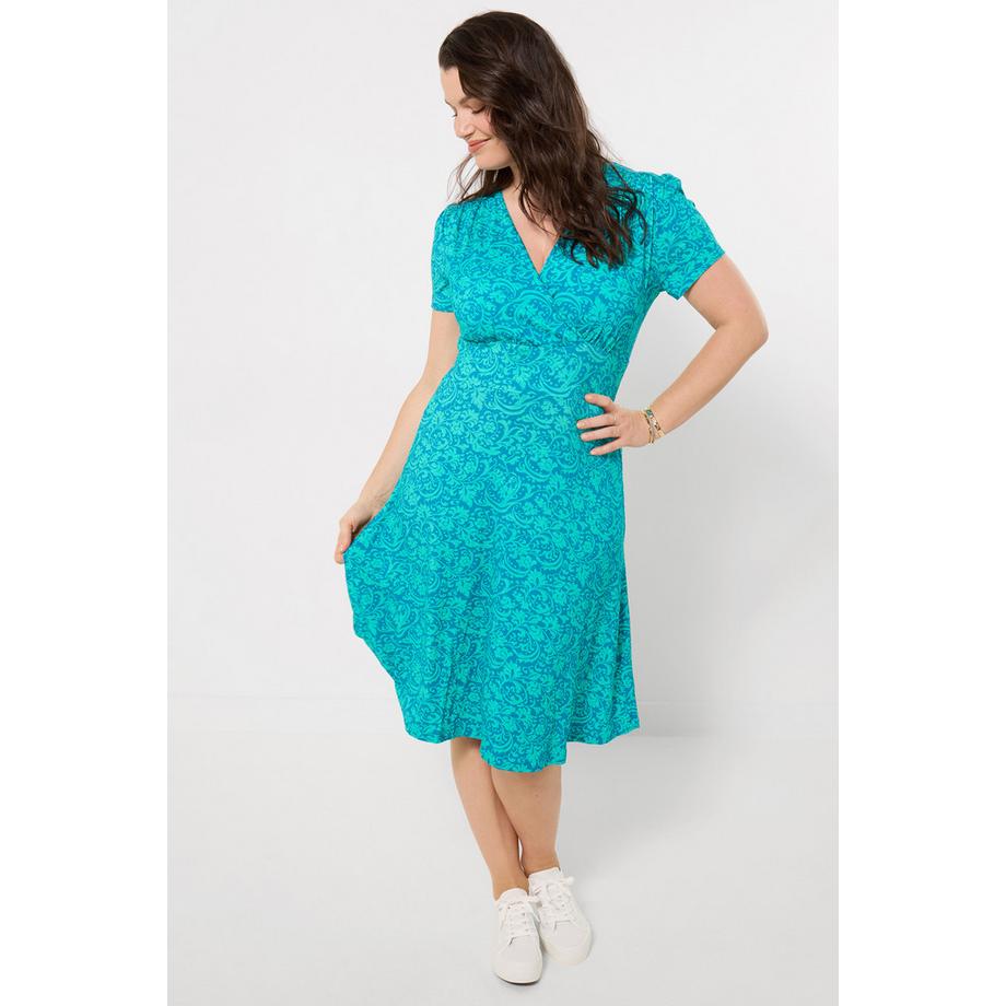 Robe en Jersey Cache-Cœur avec Ourlet Fluide