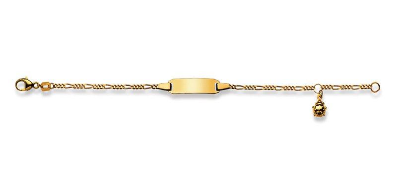 MUAU Schmuck  Bracelet plaque porte-bonheur or jaune 750 figaro, 2.1mm, 14cm 