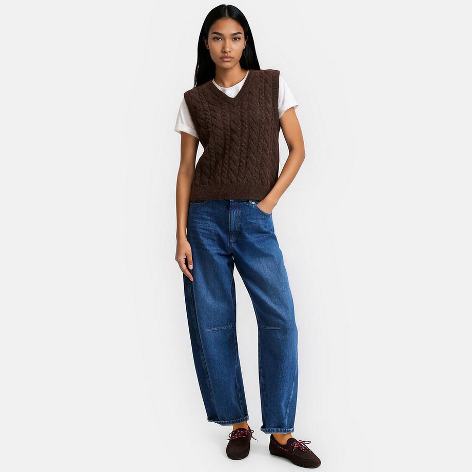 La Redoute Collections Pull sans manches col V torsadé  