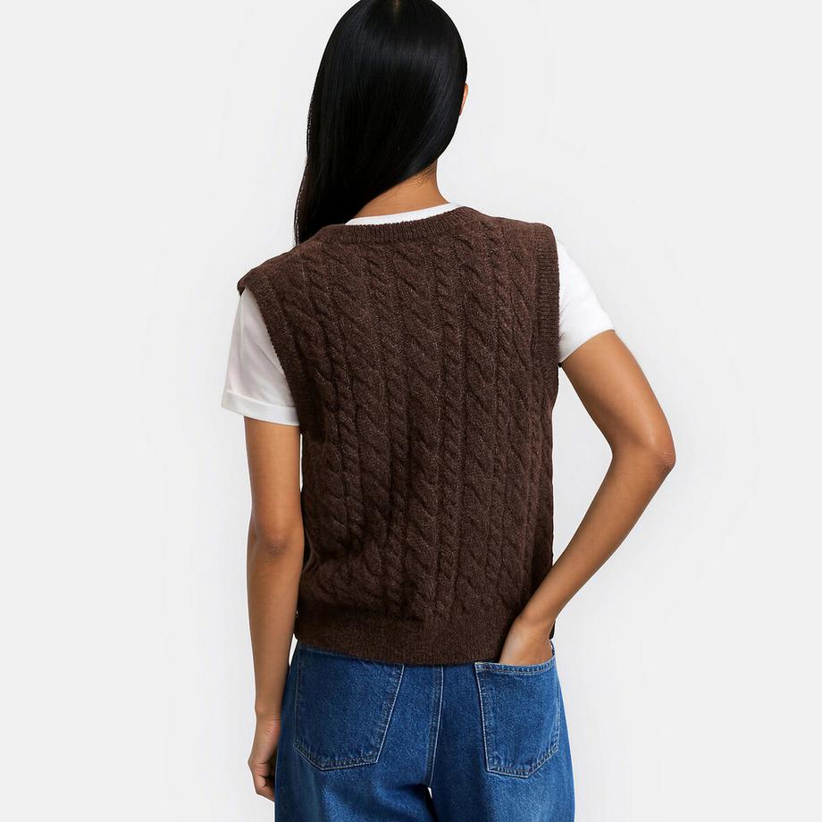 La Redoute Collections Pull sans manches col V torsadé  
