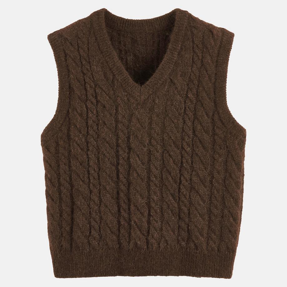La Redoute Collections Pull sans manches col V torsadé  