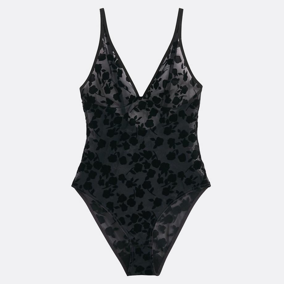 La Redoute Collections Dahlia Floral Beflockter Tüll Body  