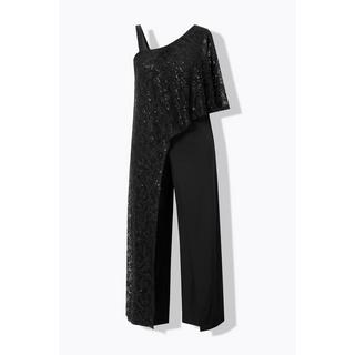 Ulla Popken  Jumpsuit, Spitzen-Überwurf, weites Bein, Pailletten 