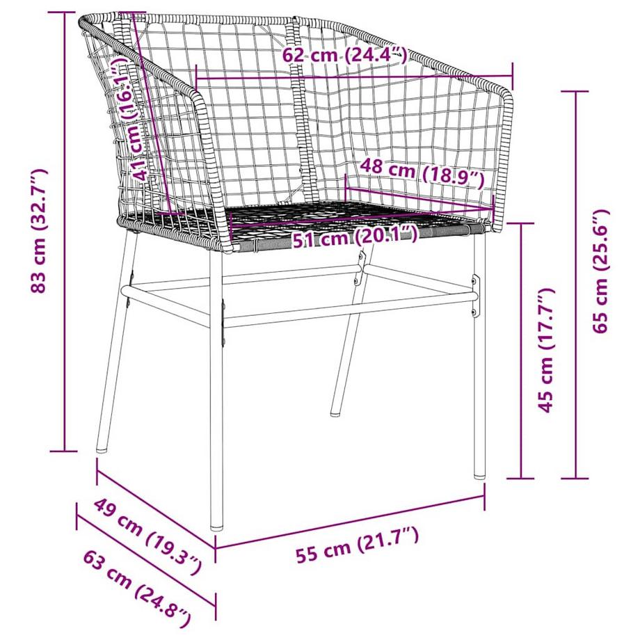 VidaXL Ensemble de salle à manger pour jardin poly rattan  