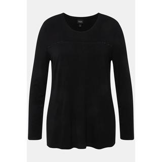 Ulla Popken  Shirt, Ziersteine, Classic, Rundhals, Langarm 