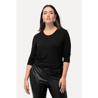 Ulla Popken  Shirt, Ziersteine, Classic, Rundhals, Langarm 