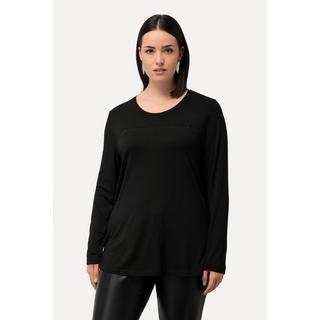 Ulla Popken  Shirt, Ziersteine, Classic, Rundhals, Langarm 