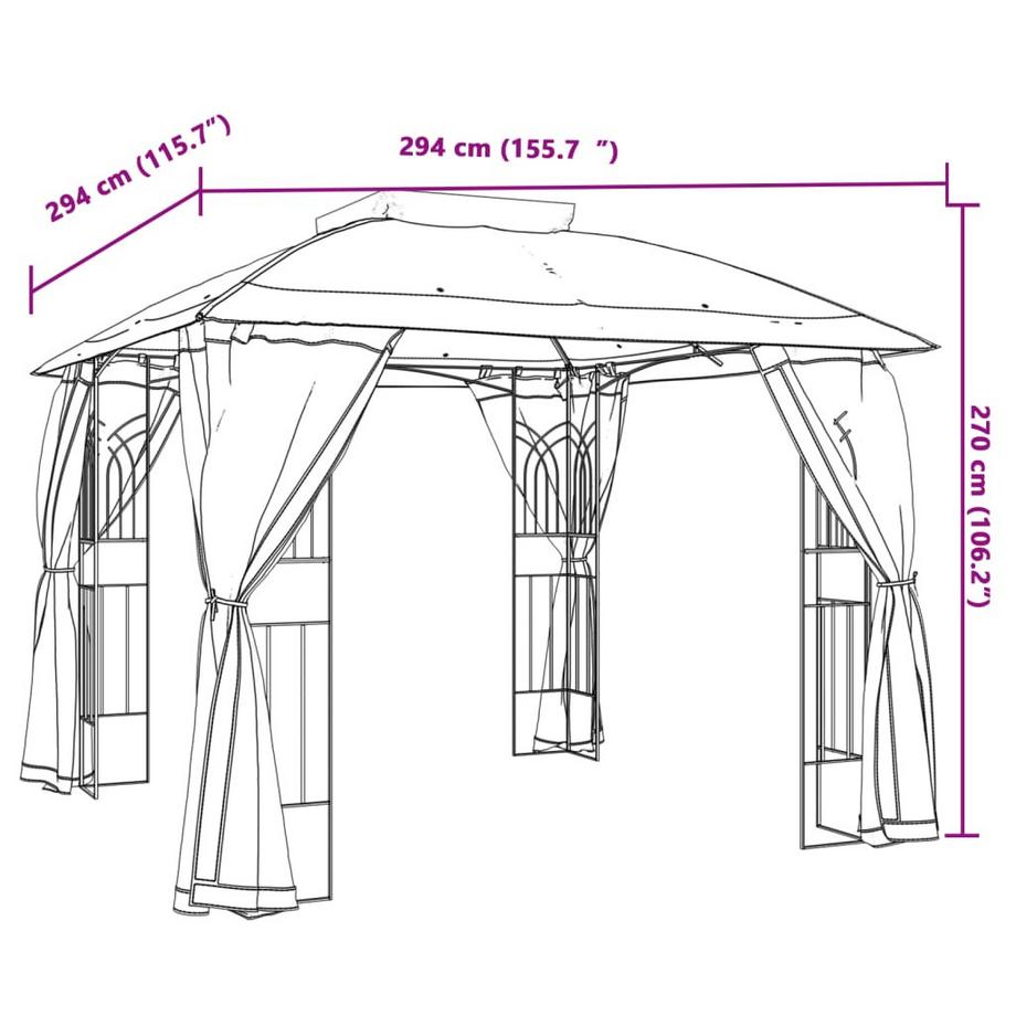 VidaXL gazebo Acciaio  