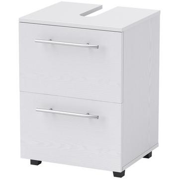 Waschbeckenunterschrank Unterschrank mit Schrankfach, Schublade, Waschtischunterschrank, Badunterschrank mit Kippschutz für wandmontierte Becken Weiß, 41,5 x 35,5 x 59 cm Aosom