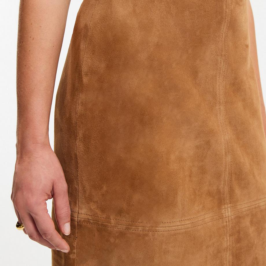 La Redoute Collections Bleistiftrock aus Ziegenveloursleder in Midi-Länge  