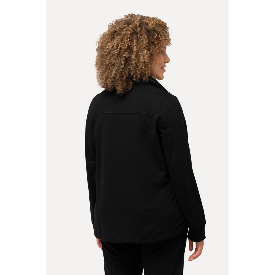 Ulla Popken Veste en molleton Col montant Poche kangourou Coupe plus longue à l'arrière  