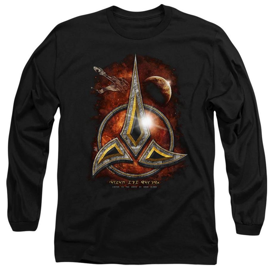Star Trek T-shirt Klingon Stampata Maniche Lunghe  