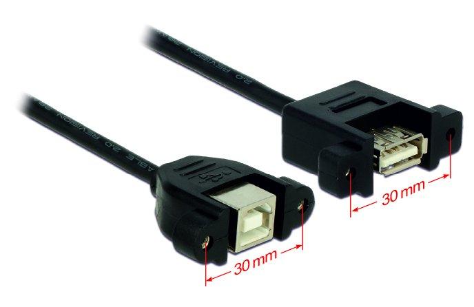 DeLock  USB 2.0 B/A, 0.25m câble USB 0,25 m USB B USB A Noir 