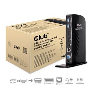 Club3D  USB3.2 Gen1 Type A or C Dual Display 4K60Hz Docking Station DisplayLink® Certified 