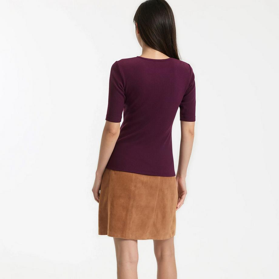 La Redoute Collections Geripptes T-Shirt mit Henley-Ausschnitt  