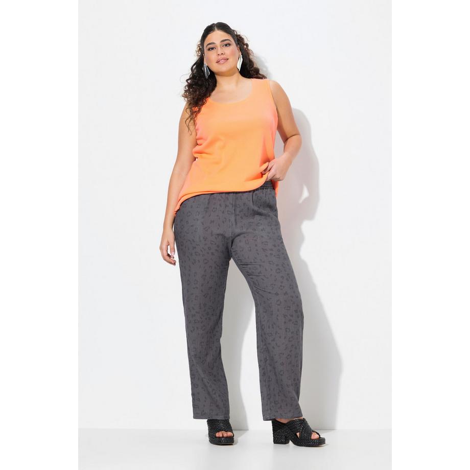 Ulla Popken Pantalon Mousseline Rose Jambe Large à Enfiler avec Taille Élastique  