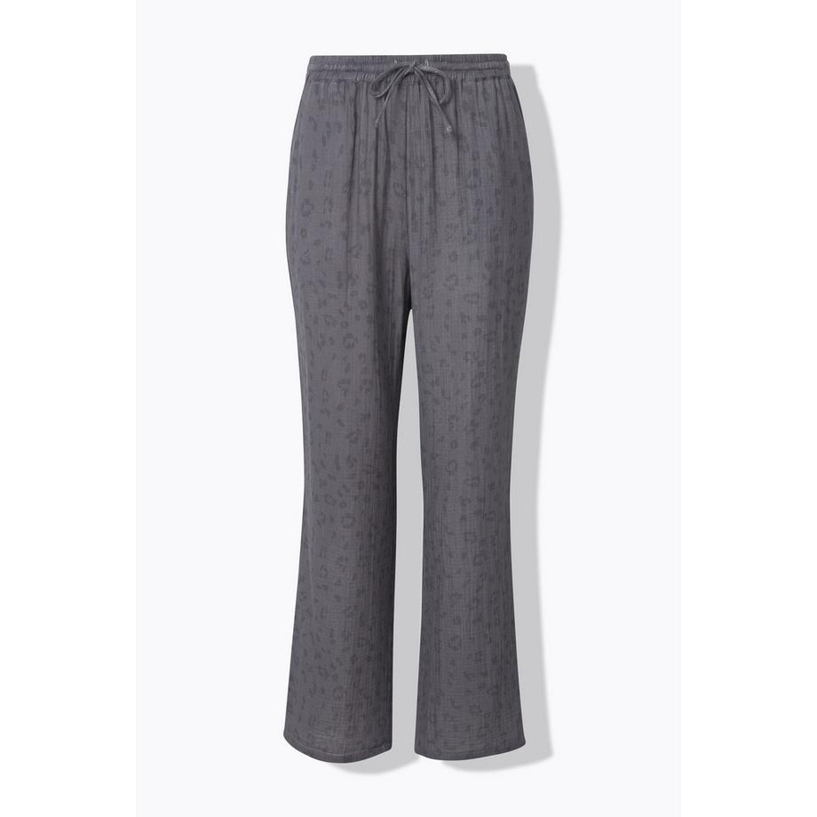 Ulla Popken Pantalon Mousseline Rose Jambe Large à Enfiler avec Taille Élastique  