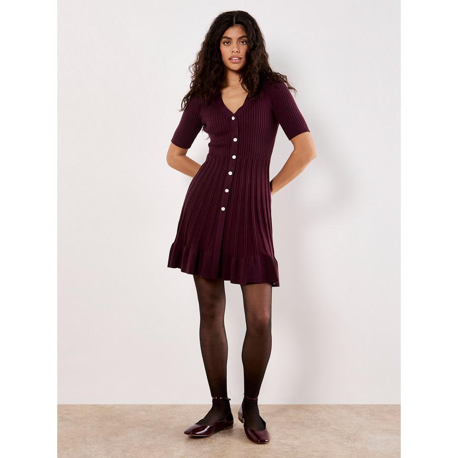 Mini-robe ajustée et évasée en maille côtelée
