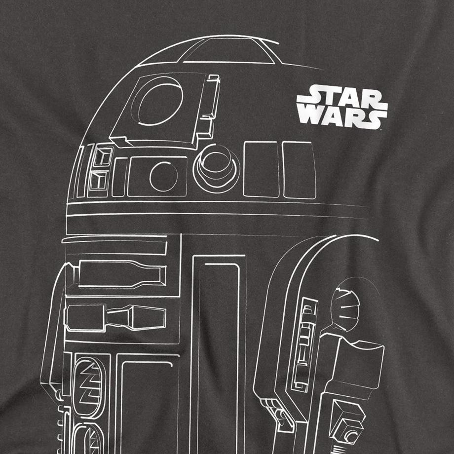 STAR WARS Maglietta Manica Lunga con Stampa R2-D2 Contorno  