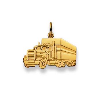 Anhänger Lastwagen Gelbgold 750, 19x21mm