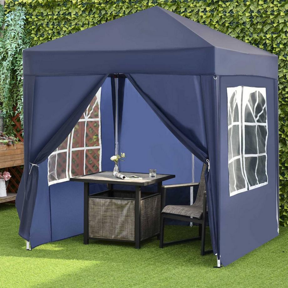 Northio Gazebo 2X2M Gazebo Pieghevole 4 Pareti Laterali Con Porta Finestra Con Cerniera Tenda Da Giardino Con Picchetti Corde Di Fissaggio In Metallo Oxford  