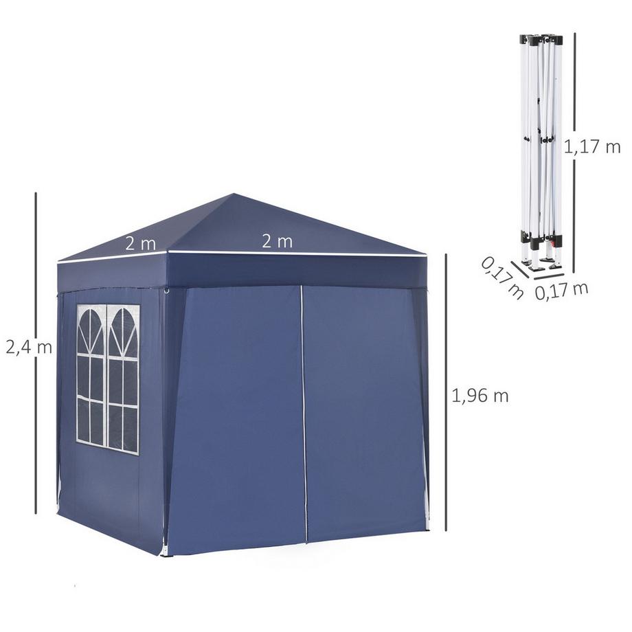 Northio Gazebo 2X2M Gazebo Pieghevole 4 Pareti Laterali Con Porta Finestra Con Cerniera Tenda Da Giardino Con Picchetti Corde Di Fissaggio In Metallo Oxford  