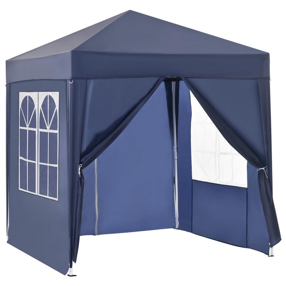 Gazebo 2X2M Gazebo Pieghevole 4 Pareti Laterali Con Porta Finestra Con Cerniera Tenda Da Giardino Con Picchetti Corde Di Fissaggio In Metallo Oxford