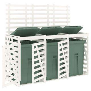 VidaXL Stockage triple de poubelles à roulettes bois de pin  