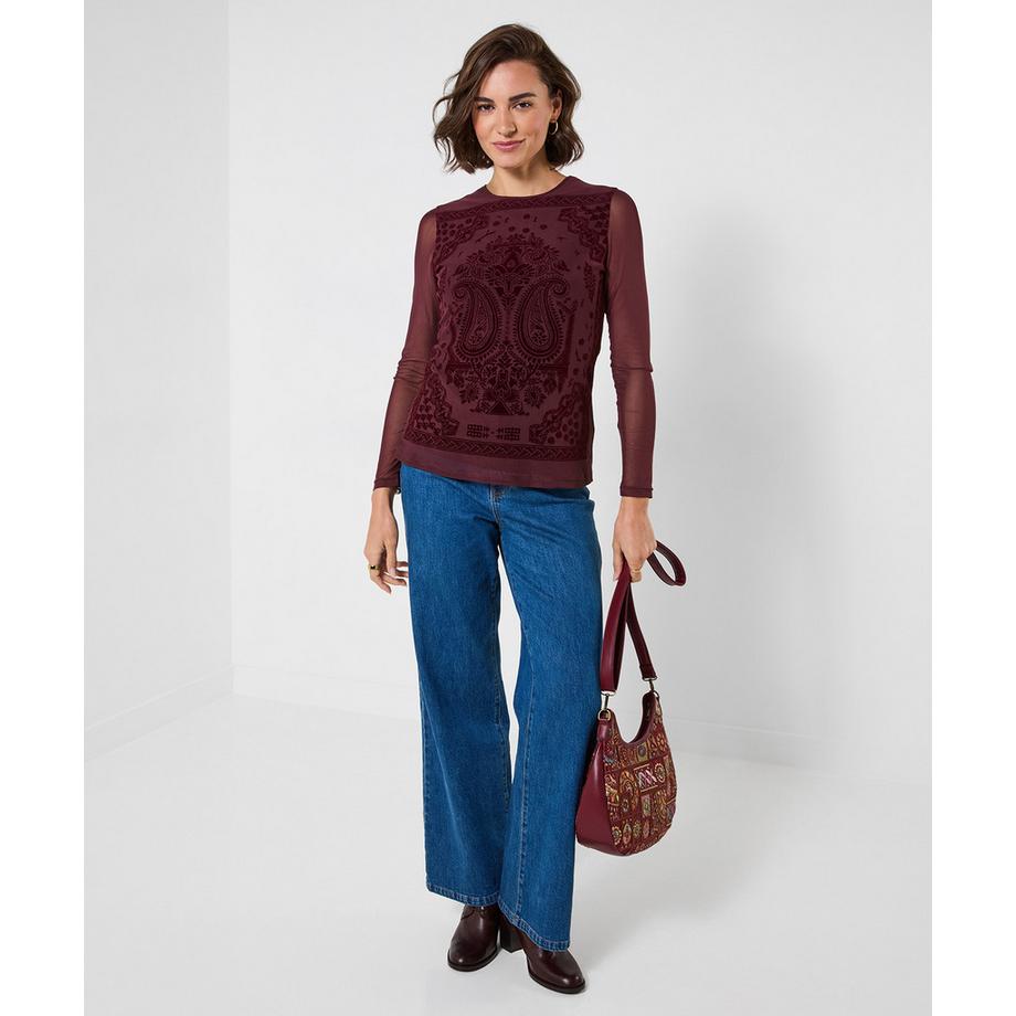 Joe Browns Mesh-Henley mit langen Ärmeln und beflocktem Print  