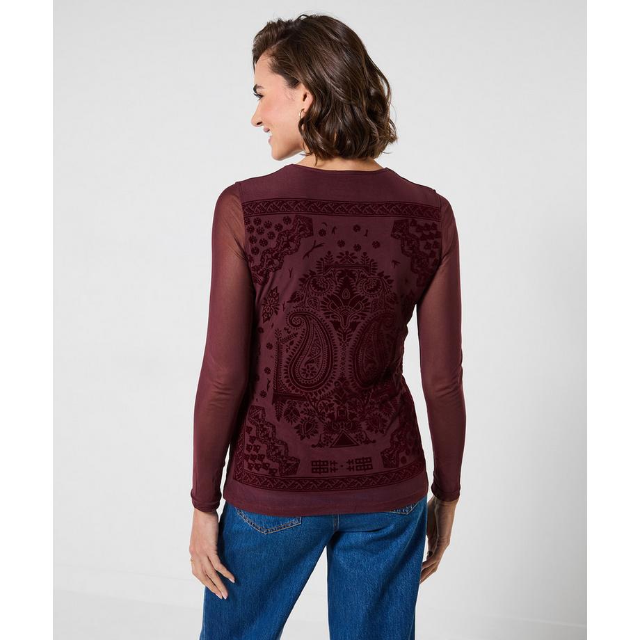 Joe Browns Mesh-Henley mit langen Ärmeln und beflocktem Print  