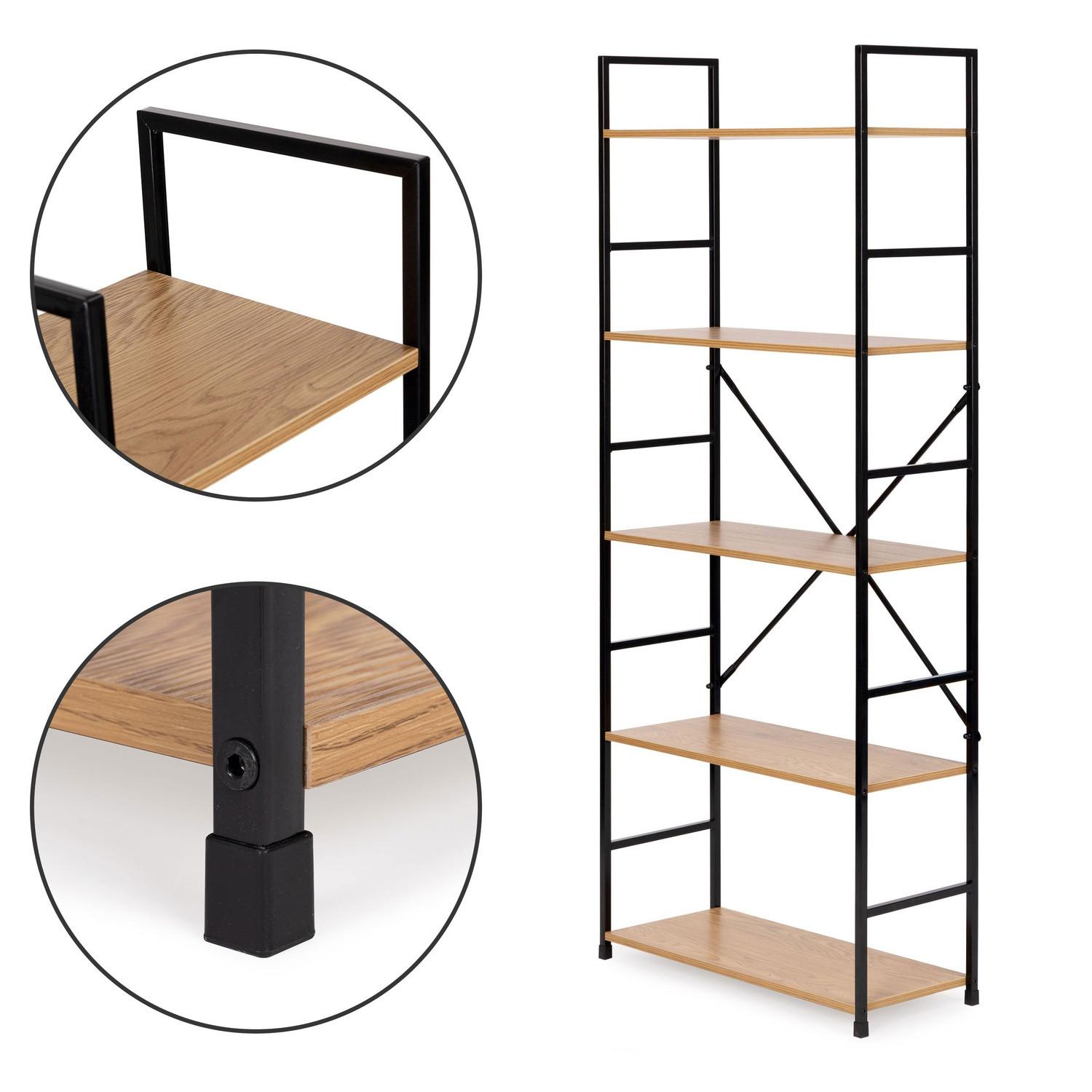 Northio Libreria moderna ampia in legno LOFT 5 ripiani  