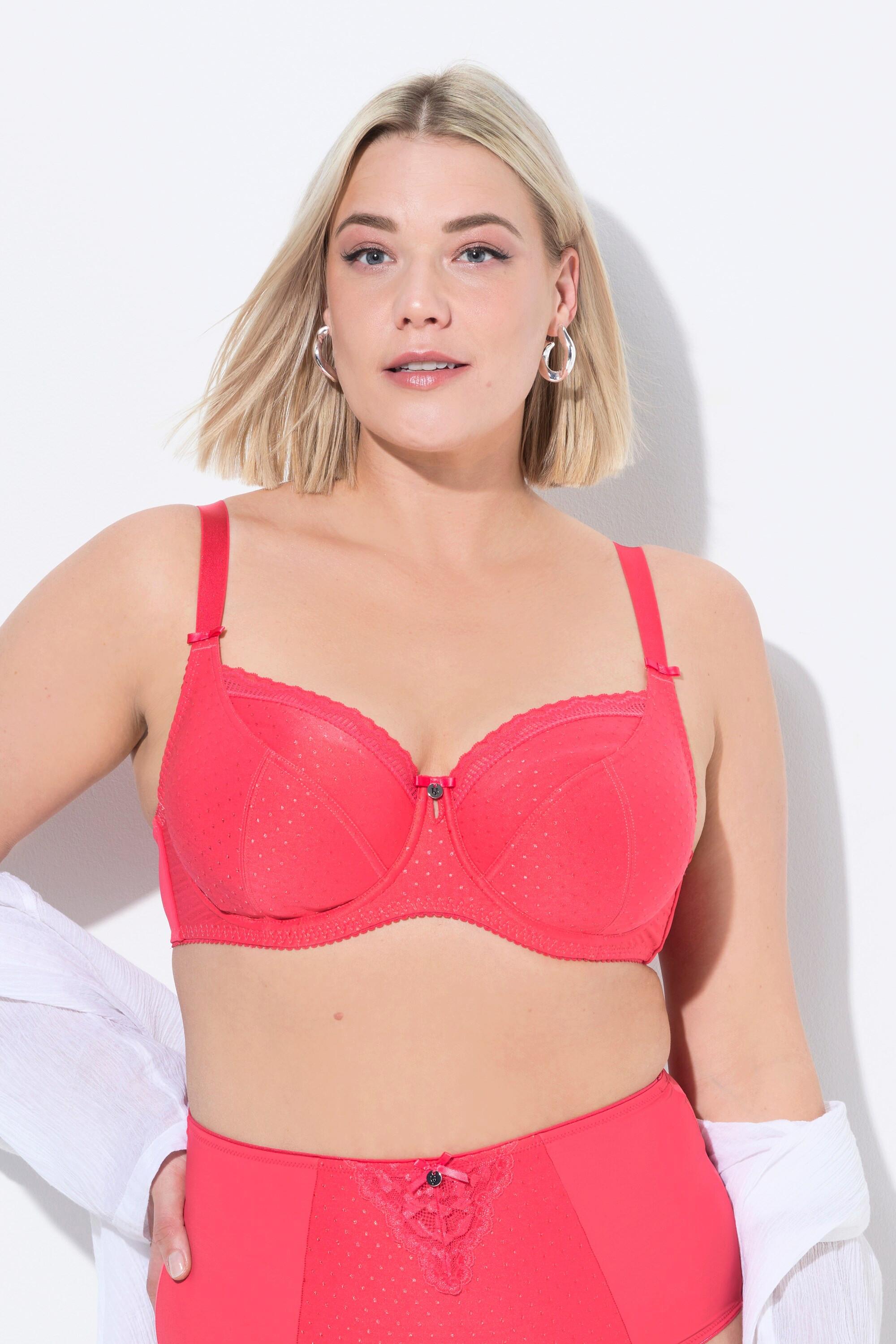 Ulla Popken  Reggiseno con ferretto, jacquard, pizzo, nappa e coppa C-F 