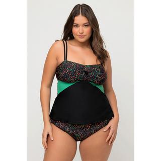 Ulla Popken  Tankini con top particolarmente lungo, pallini, nappa e coppe morbide 