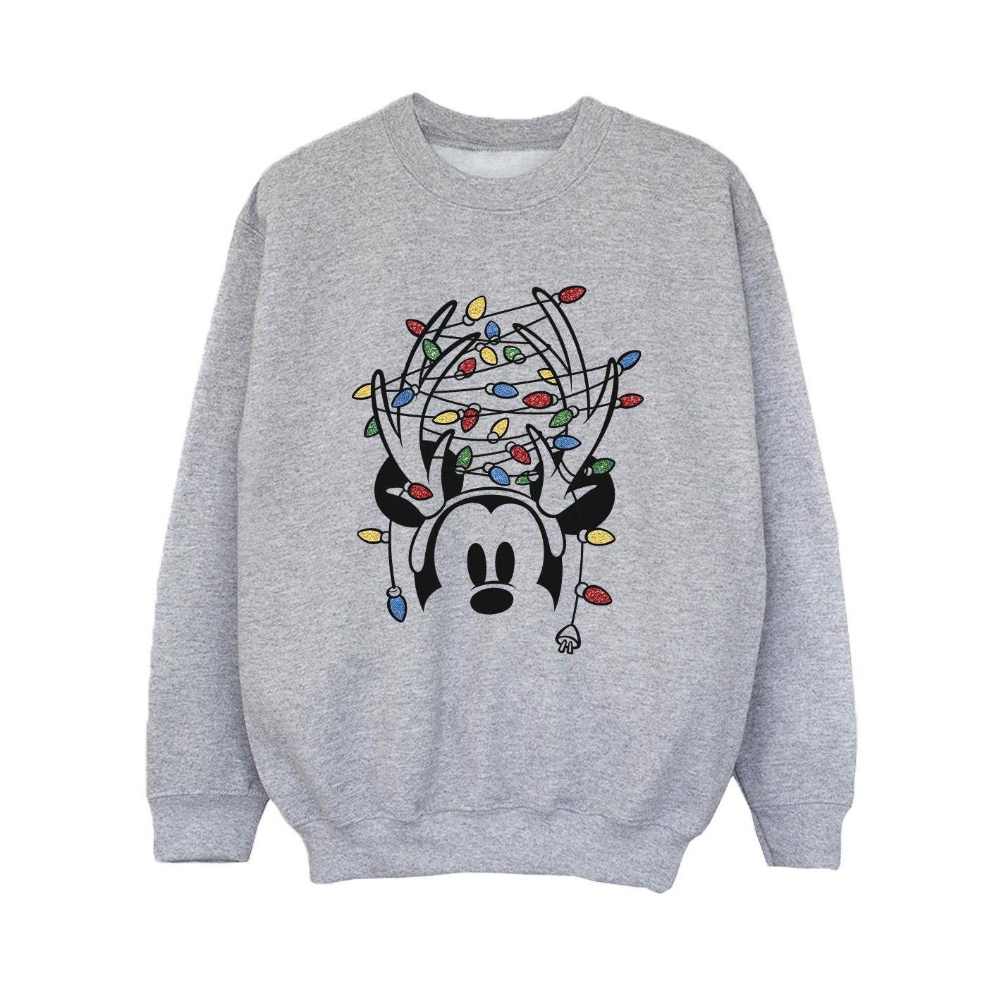 Disney  Mickey Mouse Christmas Head Lights Sweatshirt 