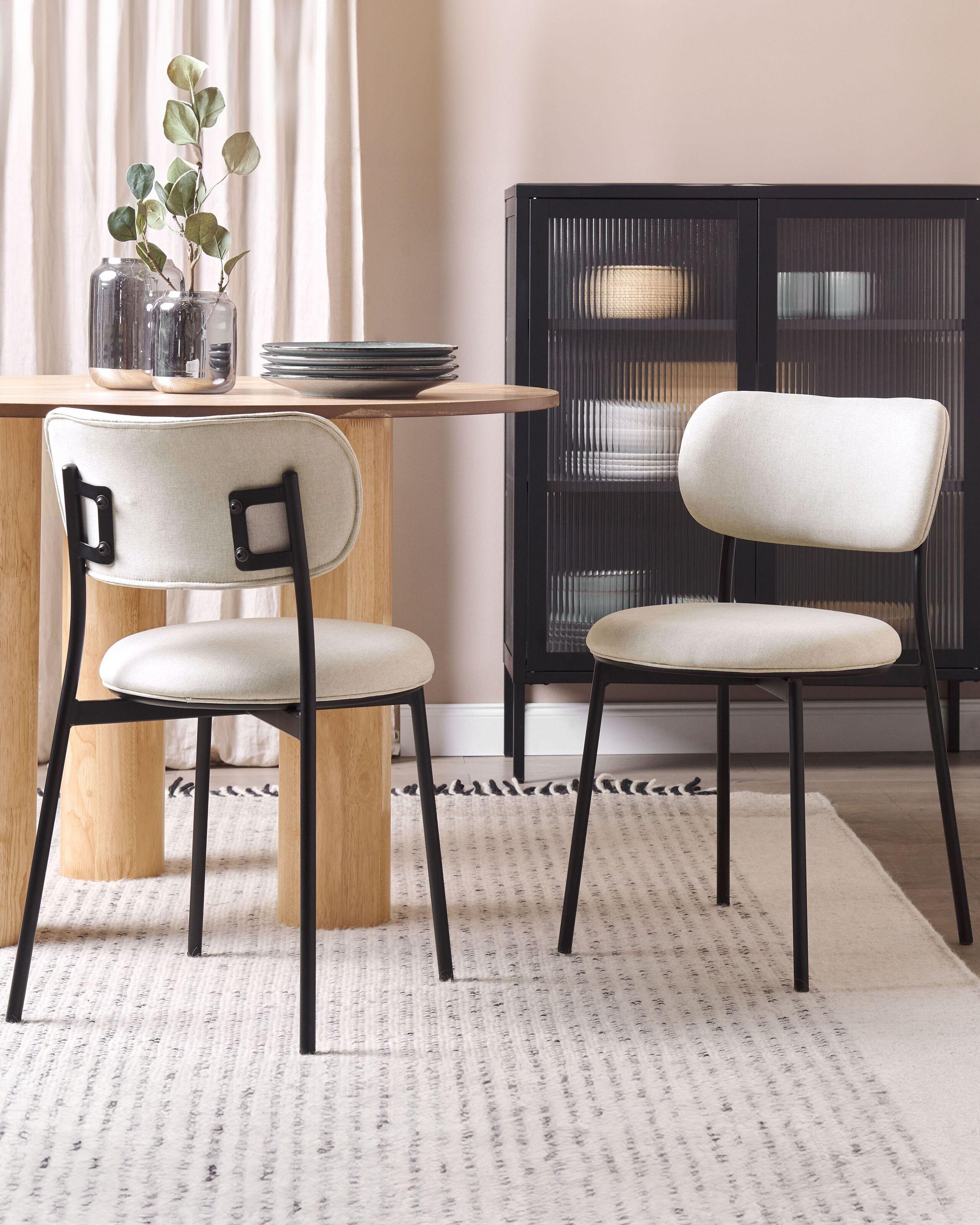 Beliani Esszimmerstuhl 2er Set aus Stoff Modern CASEY  