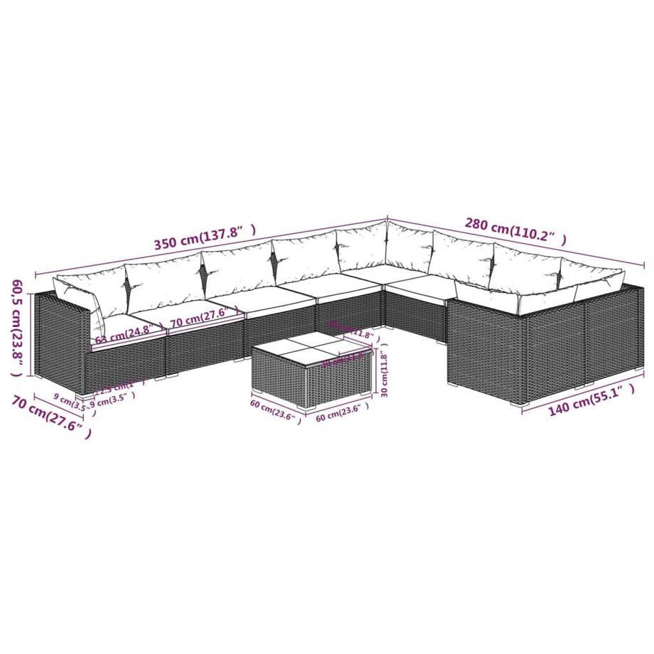 VidaXL Garten-lounge-set poly-rattan  