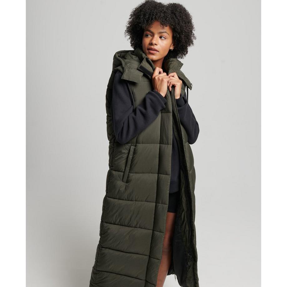 Superdry Doudoune longue sans manches à capuche Ripstop  