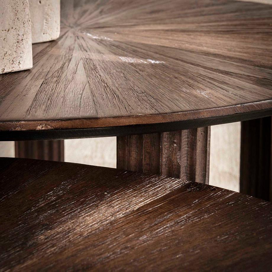 mutoni Couchtisch Maya dreieckig Teak espresso (2er-Set)  